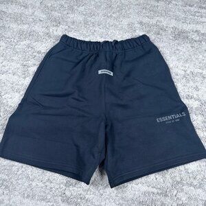 Essentials Fear of God Black Cotton Logo Shorts Men’s Large